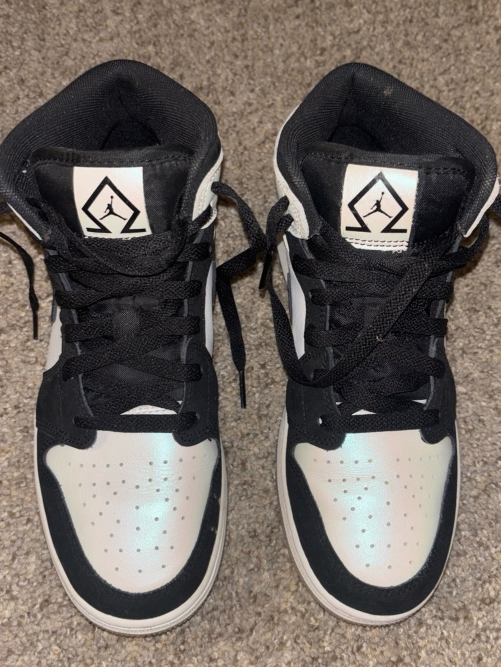 Jordan Kids Black and White Mid-Top Sneakers